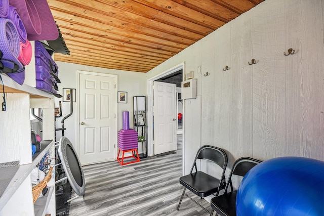 17852 Walter St, Lansing, IL 60438 - miscellaneous room with wood ceiling and wood finished floors