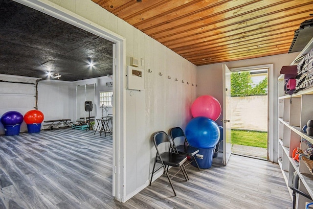17852 Walter St, Lansing, IL 60438 - exercise room with wood finished floors and wood ceiling