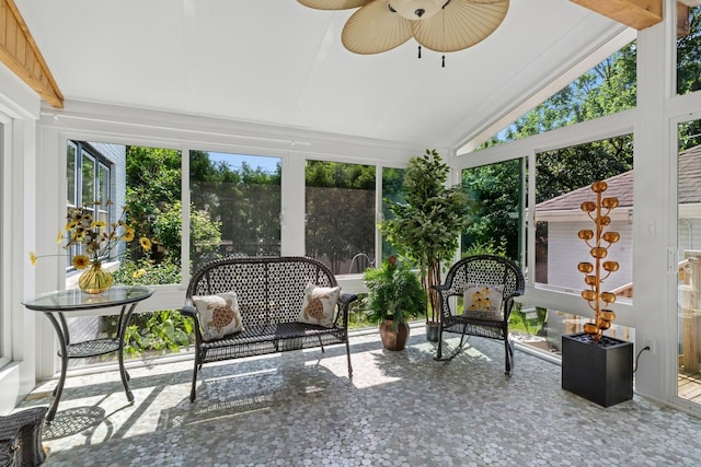 720 Ingleside Pl, Evanston, IL 60201 - sunroom with a ceiling fan and lofted ceiling