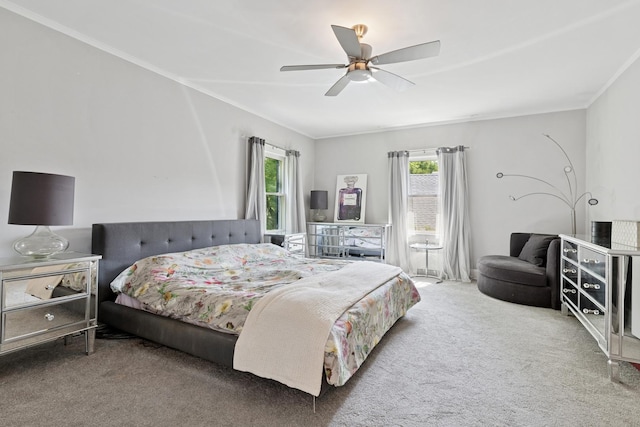 720 Ingleside Pl, Evanston, IL 60201 - bedroom featuring carpet floors, ornamental molding, and ceiling fan