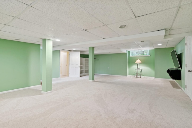 720 Ingleside Pl, Evanston, IL 60201 - finished basement featuring carpet floors, a paneled ceiling, and recessed lighting