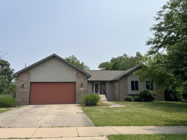 310 Massasoit St, Minooka, IL 60447 - ranch-style home featuring brick siding, an attached garage, driveway, and a front yard