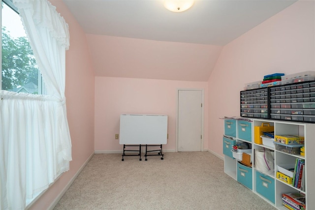 735 W Henry St, Pontiac, IL 61764 - game room with lofted ceiling and carpet floors