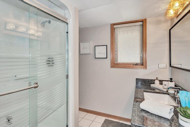 3242 W 108th Pl, Chicago, IL 60655 - bathroom with tile patterned floors, a shower stall, and vanity