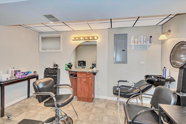 3242 W 108th Pl, Chicago, IL 60655 - office area featuring electric panel and a drop ceiling