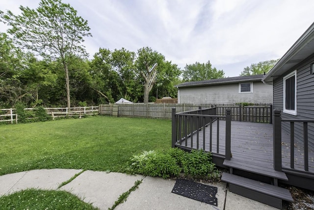 907 Lorelei Dr, Zion, IL 60099 - fenced backyard featuring a wooden deck