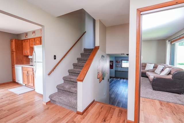 350 Kathy Dr, Bourbonnais, IL 60914 - stairway with wood finished floors and baseboards
