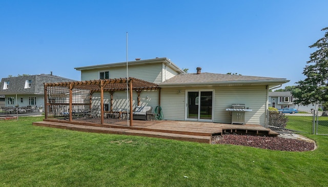 350 Kathy Dr, Bourbonnais, IL 60914 - rear view of property featuring a pergola and a deck