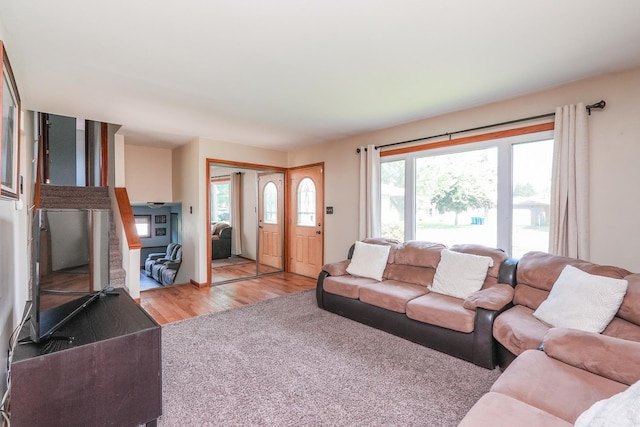 350 Kathy Dr, Bourbonnais, IL 60914 - carpeted living area featuring wood finished floors