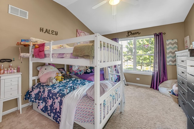 2316 Loop Rd, Algonquin, IL 60102 - bedroom featuring carpet, lofted ceiling, and ceiling fan