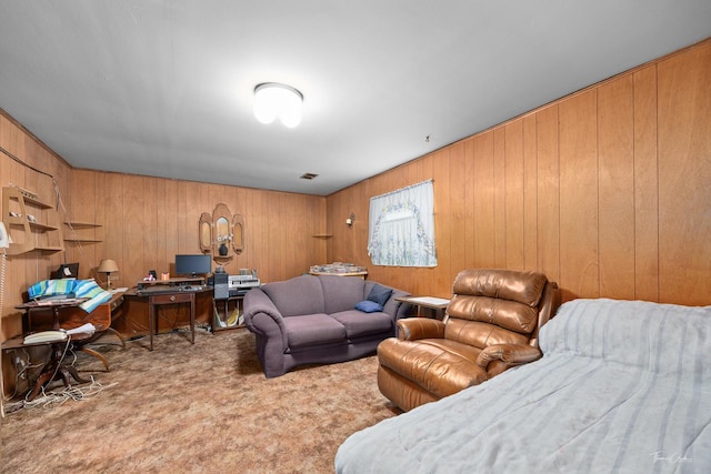 7325 173rd St, Tinley Park, IL 60477 - bedroom with carpet floors, wooden walls, and an office area