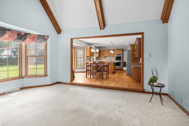 1364 Yorkshire Ln, Carol Stream, IL 60188 - living room with light carpet and recessed lighting
