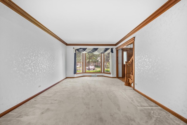 1364 Yorkshire Ln, Carol Stream, IL 60188 - carpeted spare room with ornamental molding and stairway