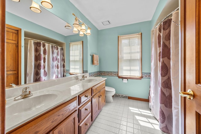 1364 Yorkshire Ln, Carol Stream, IL 60188 - full bathroom featuring tile patterned flooring, double vanity, and a shower with shower curtain