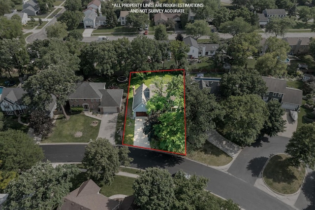 1364 Yorkshire Ln, Carol Stream, IL 60188 - aerial perspective of suburban area with property boundaries highlighted
