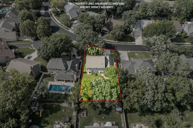 1364 Yorkshire Ln, Carol Stream, IL 60188 - aerial perspective of suburban area featuring property boundaries highlighted