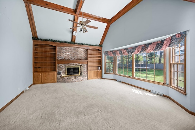 1364 Yorkshire Ln, Carol Stream, IL 60188 - unfurnished living room with carpet, plenty of natural light, and ceiling fan