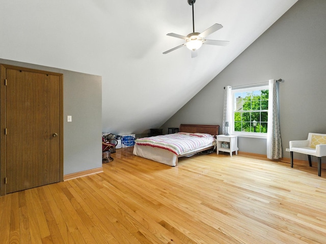 1386 Laurel Oaks Dr, Streamwood, IL 60107 - bedroom featuring lofted ceiling, hardwood / wood-style flooring, and a ceiling fan