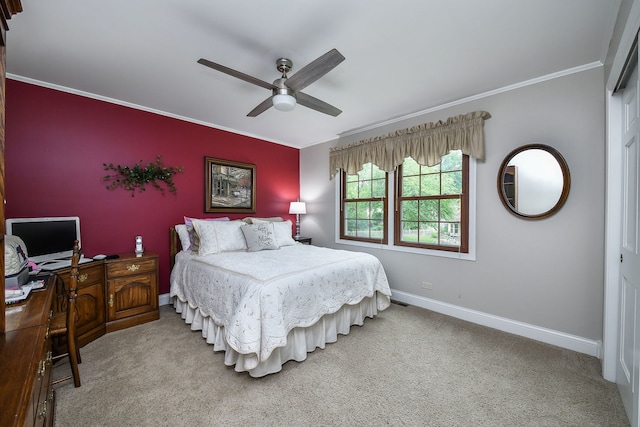 833 Manassas Ct, Naperville, IL 60540 - carpeted bedroom featuring ornamental molding, a desk, and a ceiling fan