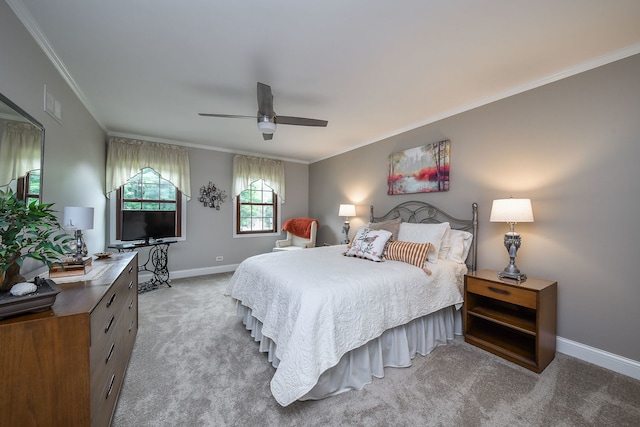 833 Manassas Ct, Naperville, IL 60540 - bedroom featuring carpet, ornamental molding, and a ceiling fan