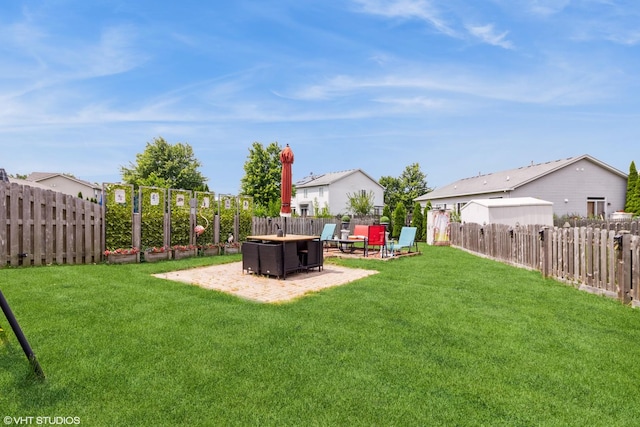 4321 Dillon St, Plano, IL 60545 - fenced backyard featuring a patio and a residential view