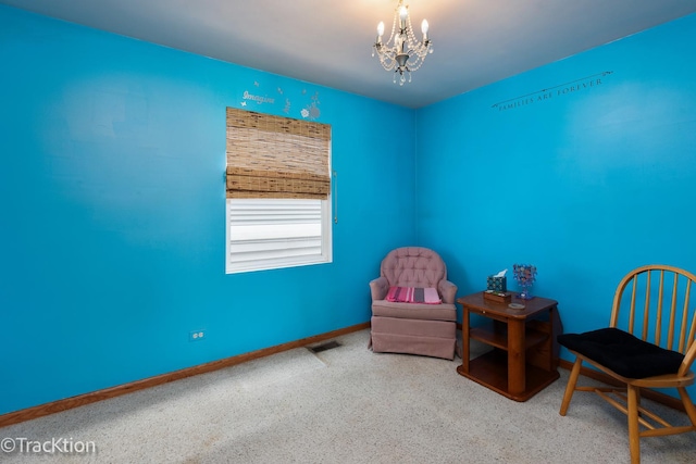6158 W 60th St, Chicago, IL 60638 - sitting room with a chandelier, carpet, and baseboards