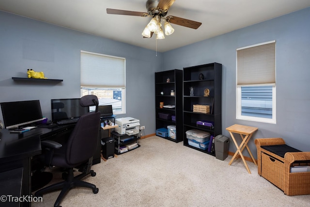6158 W 60th St, Chicago, IL 60638 - carpeted office space featuring a ceiling fan and baseboards