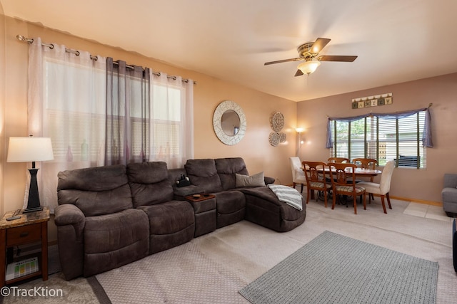 6158 W 60th St, Chicago, IL 60638 - carpeted living room featuring a ceiling fan