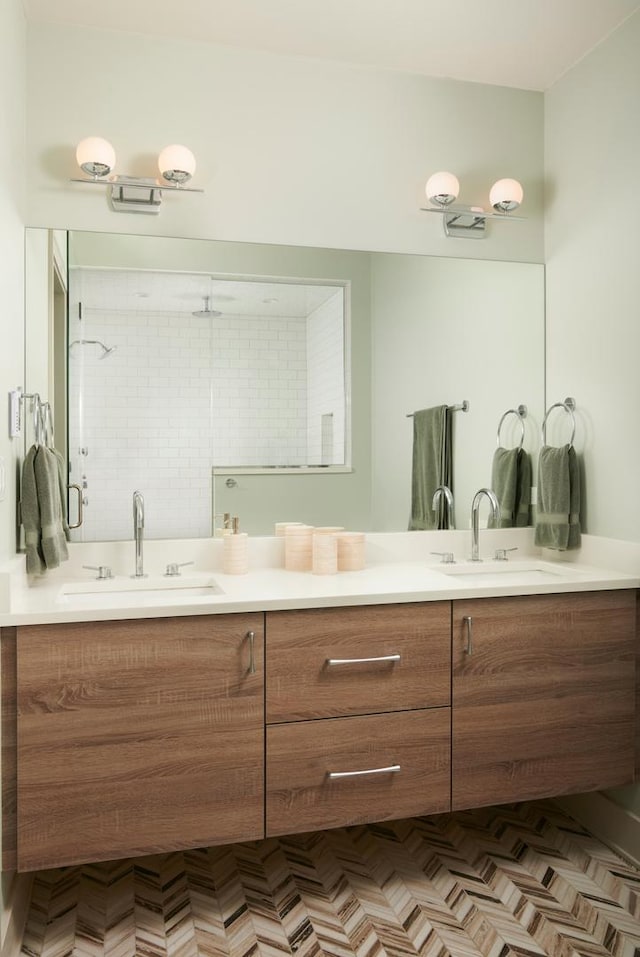 3828 N Racine Ave Unit 3, Chicago, IL 60613 - full bathroom featuring double vanity and an enclosed shower