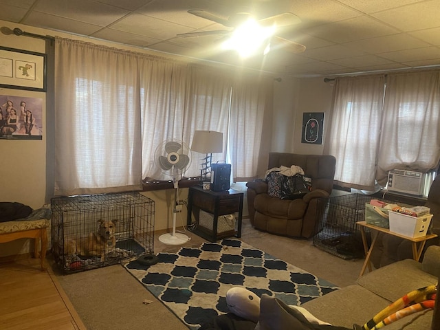 7545 Beloit Ave, Bridgeview, IL 60455 - living area featuring a ceiling fan, cooling unit, and a drop ceiling