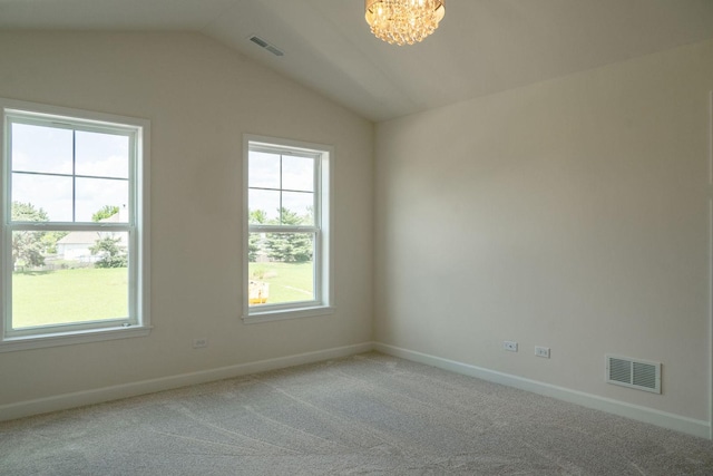 LOT15 Buckboard Ln Unit C, Sycamore, IL 60178 - empty room with vaulted ceiling, baseboards, carpet, and a chandelier
