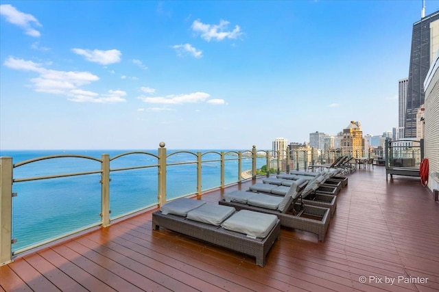 1150 N Lake Shore Dr Unit 19A, Chicago, IL 60611 - wooden deck with a view of city and a water view