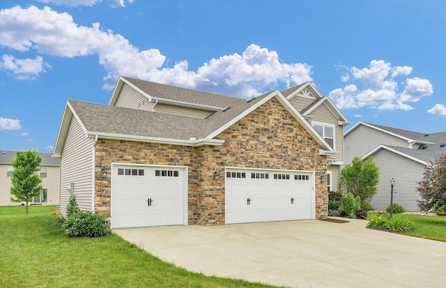 2107 Max Run Dr E, Champaign, IL 61822 - craftsman inspired home with stone siding, concrete driveway, a shingled roof, and a front yard