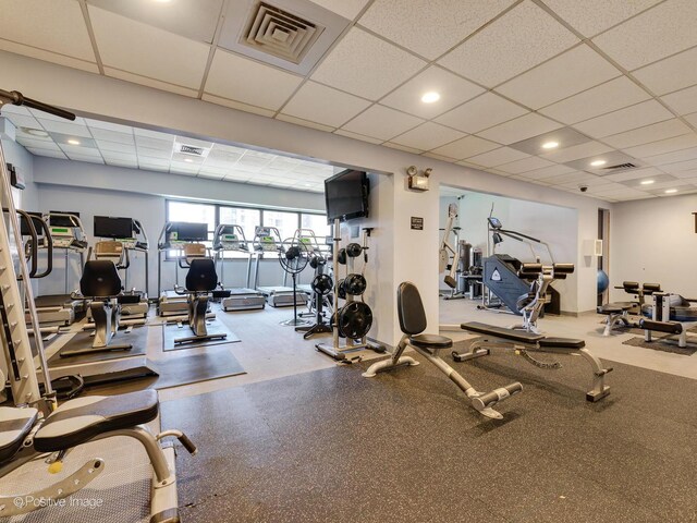 1030 N State St Unit 44L, Chicago, IL 60610 - workout area featuring a paneled ceiling