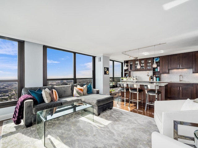 1030 N State St Unit 44L, Chicago, IL 60610 - living area featuring track lighting, floor to ceiling windows, and wood finished floors