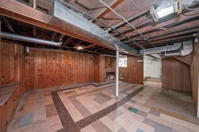 9316 S Utica Ave, Evergreen Park, IL 60805 - below grade area with tile patterned floors and wood walls
