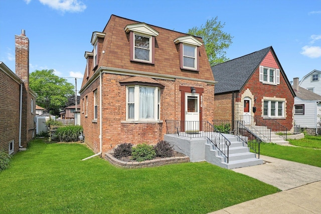9316 S Utica Ave, Evergreen Park, IL 60805 - view of front facade featuring brick siding, roof with shingles, and a front lawn