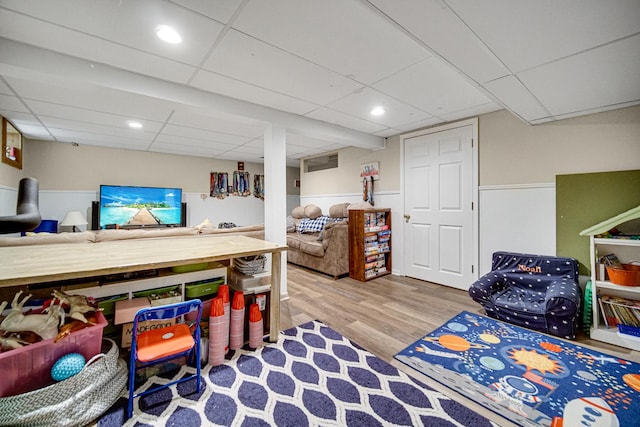 18625 Lexington Ave, Homewood, IL 60430 - rec room featuring wood finished floors and a drop ceiling