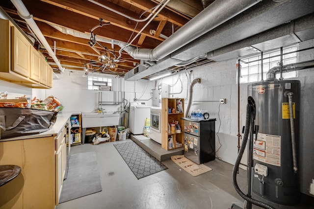 18625 Lexington Ave, Homewood, IL 60430 - below grade area with gas water heater and washing machine and dryer