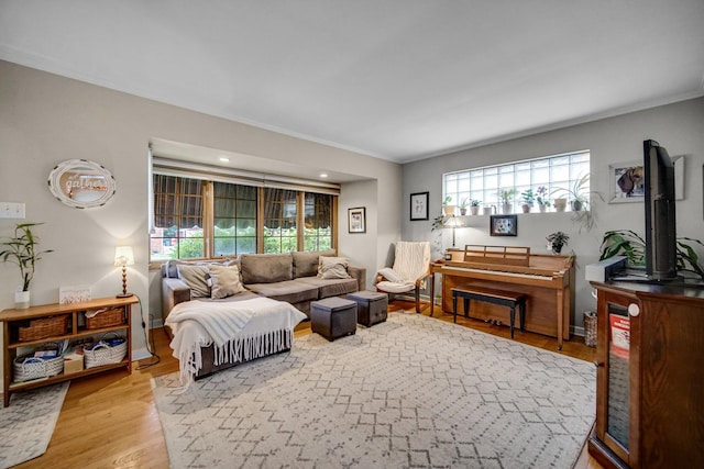 18625 Lexington Ave, Homewood, IL 60430 - living room with healthy amount of natural light, wood finished floors, crown molding, and recessed lighting