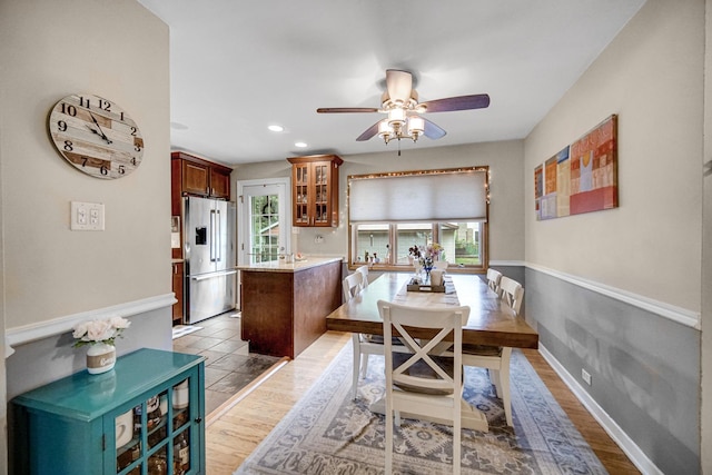 18625 Lexington Ave, Homewood, IL 60430 - dining room featuring healthy amount of natural light, a ceiling fan, recessed lighting, and light wood-style flooring