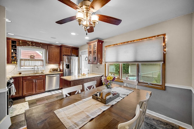 18625 Lexington Ave, Homewood, IL 60430 - dining area with ceiling fan and recessed lighting