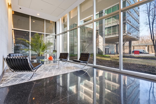 9715 Woods Dr Unit 700, Skokie, IL 60077 - building lobby with expansive windows and a towering ceiling