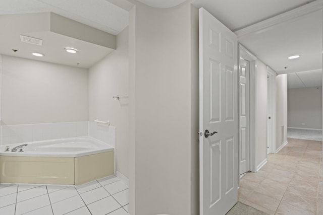730 Creekside Dr Unit 104, Mount Prospect, IL 60056 - bathroom featuring a garden tub, tile patterned flooring, and recessed lighting