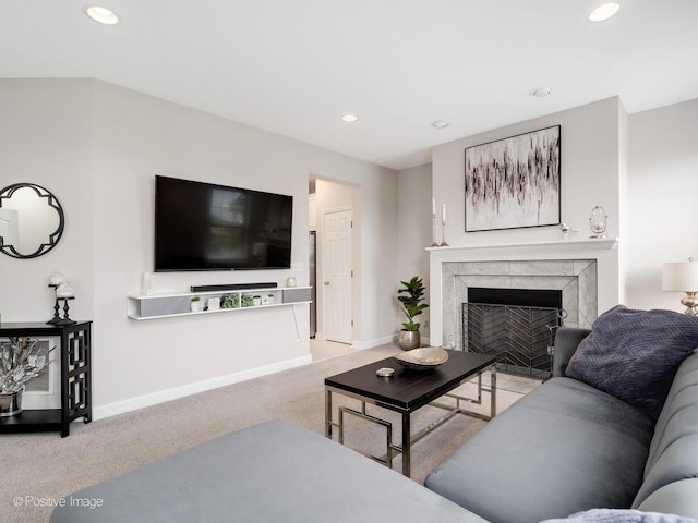 1058 Bartholdi Ct, Carol Stream, IL 60188 - carpeted living room featuring recessed lighting and a high end fireplace