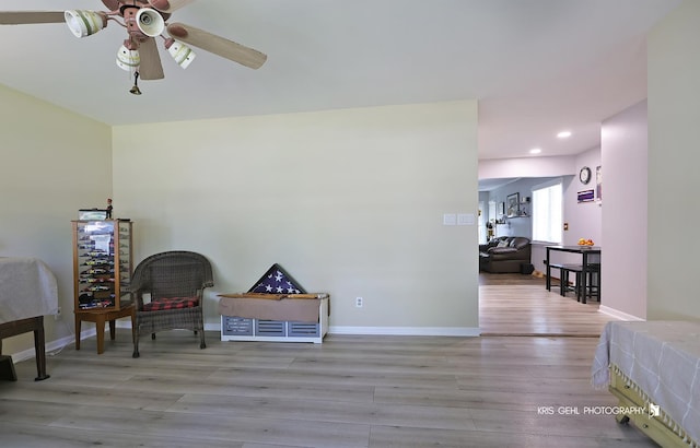 38159 N Geraghty Ave, Beach Park, IL 60087 - living area featuring wood finished floors, recessed lighting, and a ceiling fan
