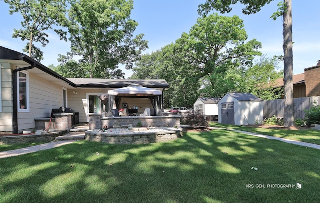 38159 N Geraghty Ave, Beach Park, IL 60087 - view of yard featuring a shed, a gazebo, and a patio