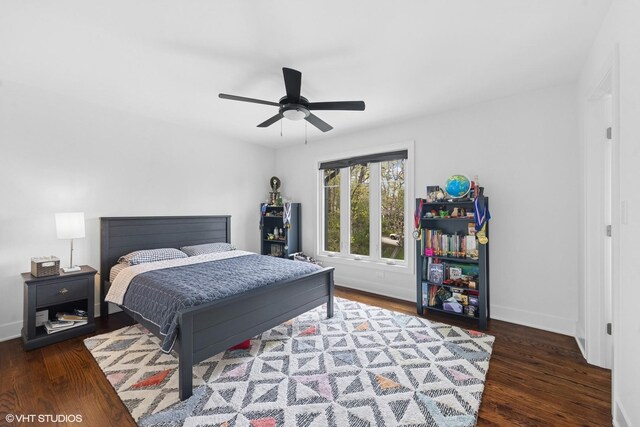 16 W Birchwood Ave, Hinsdale, IL 60521 - bedroom with wood finished floors, baseboards, and ceiling fan