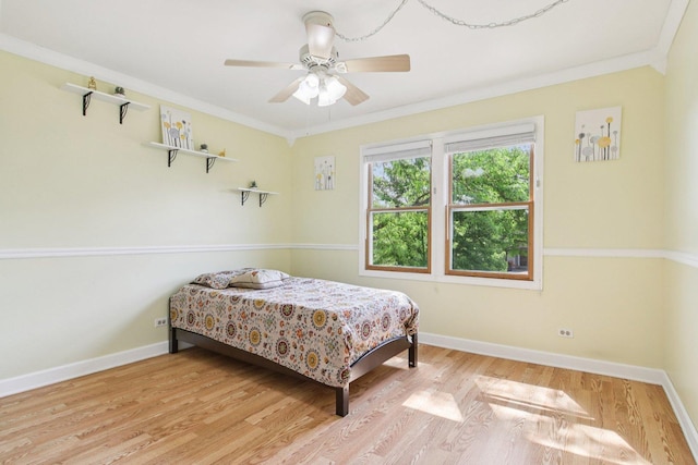 3760 N Alder Dr, Hoffman Estates, IL 60192 - bedroom with wood finished floors, ornamental molding, and ceiling fan