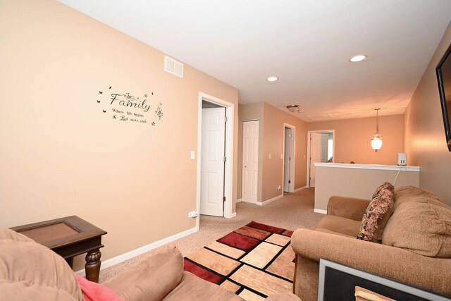 39735 N Paris Dr, Beach Park, IL 60083 - living room featuring light carpet, baseboards, and recessed lighting